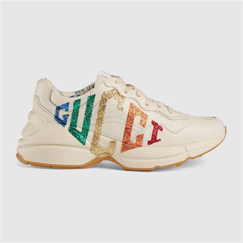 glitter gucci sneakers|gucci rhyton sneakers 25.